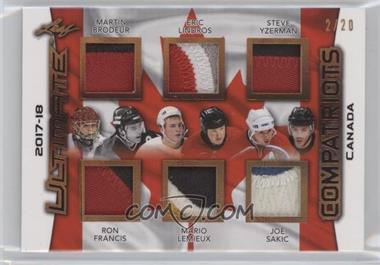 2017-18 Leaf Ultimate - Ultimate Compatriots #UC-02 - Martin Brodeur, Ron Francis, Eric Lindros, Mario Lemieux, Steve Yzerman, Joe Sakic /20