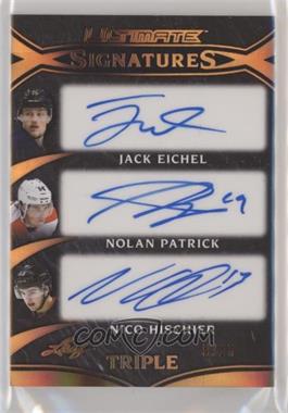 2017-18 Leaf Ultimate - Ultimate Signatures 3 #US3-01 - Jack Eichel, Nolan Patrick, Nico Hischier /25