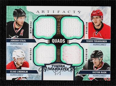 2017-18 Upper Deck Artifacts - Tundra Teammates Quads - Green #T4-CAR - Jordan Staal, Teuvo Teravainen, Elias Lindholm, Victor Rask /3