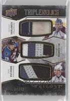 Semyon Varlamov, Nathan MacKinnon, Matt Duchene #/49