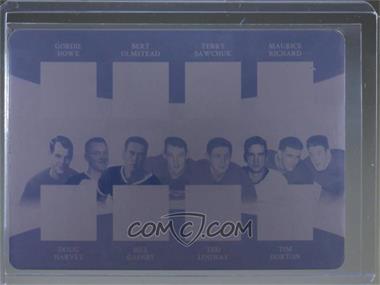 2017 Leaf In the Game Used - Vintage Memorabilia 8 - Printing Plate Magenta #VM8-04 - Gordie Howe, Doug Harvey, Bert Olmstead, Bill Gadsby, Terry Sawchuk, Ted Lindsay, Maurice Richard, Tim Horton /1