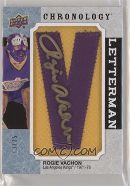 2018-19 Upper Deck Chronology - Letterman Patches Letter Relics - Autographs #L-LA-RV - 2019-20 Upper Deck Chronology Update - Rogie Vachon /15