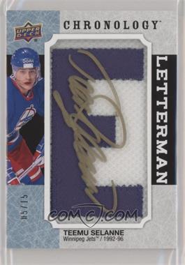 2018-19 Upper Deck Chronology - Letterman Patches Letter Relics - Autographs #L-WI-TS - Auto - Teemu Selanne /15