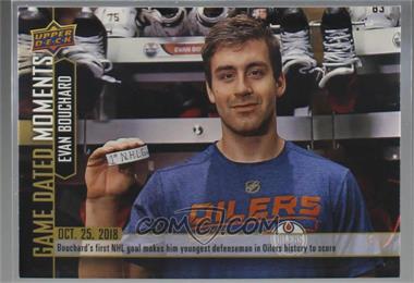 2018-19 Upper Deck Game Dated Moments - [Base] #11 - (Oct. 25, 2018) – Bouchard’s First Career Goal Makes Him the Youngest Oiler’s Defensman to Score