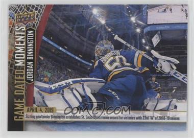 2018-19 Upper Deck Game Dated Moments - [Base] #81 - (Apr. 4, 2019) – Binnington Secures the Blues Rookie Record with Win No. 23