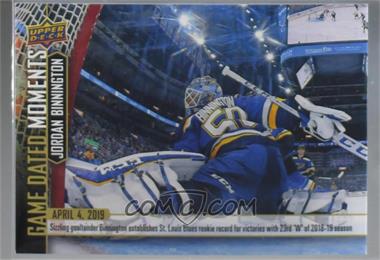 2018-19 Upper Deck Game Dated Moments - [Base] #81 - (Apr. 4, 2019) – Binnington Secures the Blues Rookie Record with Win No. 23