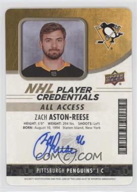 2018-19 Upper Deck MVP - NHL Player Credentials Access - Auto #NHL-ZA - Entry Level Access - Zach Aston-Reese