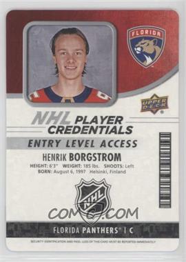 2018-19 Upper Deck MVP - NHL Player Credentials Access #NHL-HB - Entry Level Access - Henrik Borgstrom