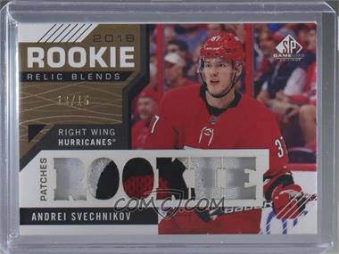 2018-19 Upper Deck SP Game Used - 2018 Rookie Relic Blends - Patch #RRB-AS - Andrei Svechnikov /15