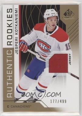 2018-19 Upper Deck SP Game Used - [Base] - Gold Jersey #140 - Authentic Rookies - Jesperi Kotkaniemi /499