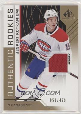 2018-19 Upper Deck SP Game Used - [Base] - Gold Jersey #140 - Authentic Rookies - Jesperi Kotkaniemi /499