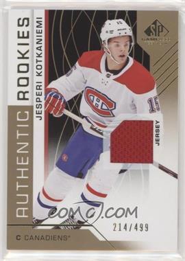 2018-19 Upper Deck SP Game Used - [Base] - Gold Jersey #140 - Authentic Rookies - Jesperi Kotkaniemi /499