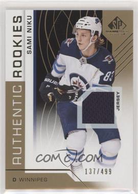 2018-19 Upper Deck SP Game Used - [Base] - Gold Jersey #177 - Authentic Rookies - Sami Niku /499