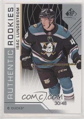 2018-19 Upper Deck SP Game Used - [Base] #124 - Authentic Rookies - Isac Lundestrom /48