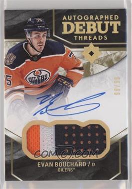 2018-19 Upper Deck Ultimate Collection - Debut Threads Auto Patch #DTA-EV - Evan Bouchard /99