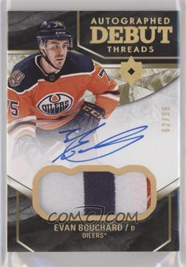 2018-19 Upper Deck Ultimate Collection - Debut Threads Auto Patch #DTA-EV - Evan Bouchard /99