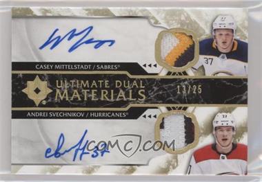 2018-19 Upper Deck Ultimate Collection - Ultimate Dual Material Autographs #DM-MS - Casey Mittelstadt, Andrei Svechnikov /25