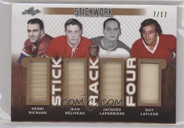 2018 Leaf In the Game Stickwork - Stick Rack Four - Bronze #SR4-12 - Henri Richard , Jean Béliveau , Jacques Laperrière , Guy Lafleur /17