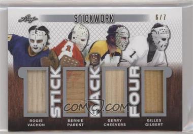 2018 Leaf In the Game Stickwork - Stick Rack Four - Silver #SR4-17 - Rogie Vachon , Bernie Parent , Gerry Cheevers , Gilles Gilbert /7