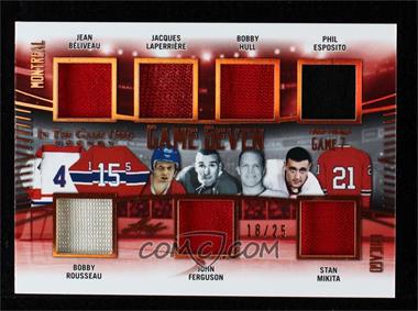 2019-20 Leaf In the Game Used - Game 7 - Bronze Spectrum #G7-05 - Jean Beliveau , Bobby Rousseau , Jacques Laperriere , John Ferguson , Bobby Hull , Phil Esposito , Stan Mikita /25