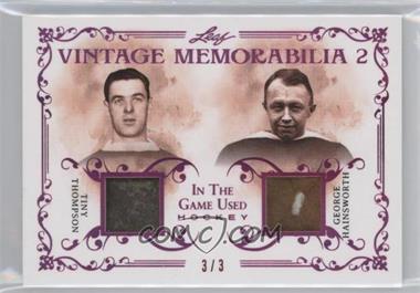 2019-20 Leaf In the Game Used - Vintage Memorabilia 2 - Red Spectrum #VM2-05 - Tiny Thompson, George Hainsworth /3
