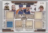 Wayne Gretzky, Jari Kurri, Grant Fuhr, Mark Messier, Paul Coffey, Kevin Lowe #/…