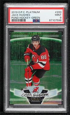 2019-20 O-Pee-Chee Platinum - [Base] - Pond Hockey Green #200 - Marquee Rookies - Jack Hughes [PSA 9 MINT]