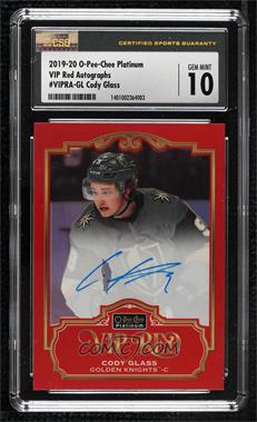 2019-20 O-Pee-Chee Platinum - VIP Red Pack Wars Leaderboard Autograph Achievements #VIPRA-GL - Cody Glass /10 [CSG 10 Gem Mint]
