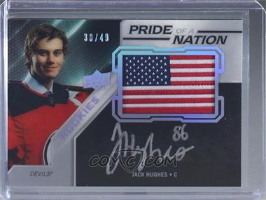 2019-20 SPx - UD Black Pride of a Nation Patch Autographs #PNA-JH - Tier 2 - Rookies - Jack Hughes /49