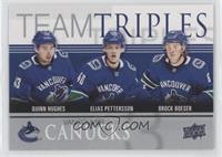 Quinn Hughes, Elias Pettersson, Brock Boeser