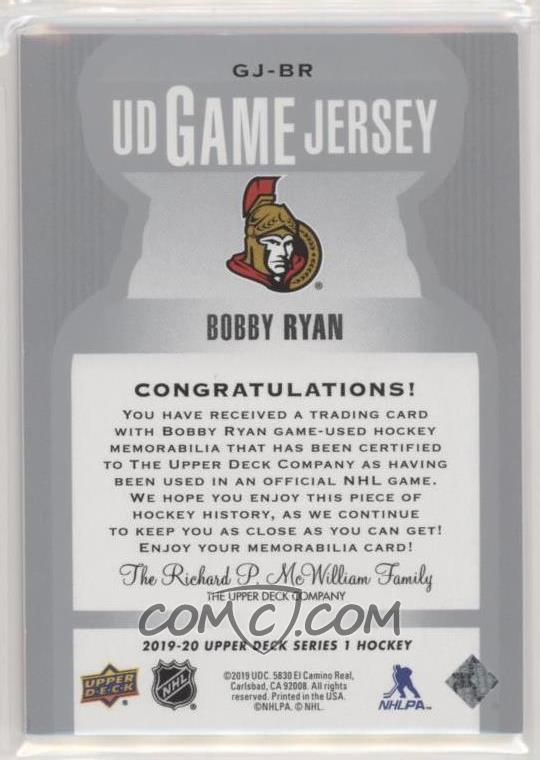 19 Upper Deck Ud Game Jersey Gj Br Bobby Ryan