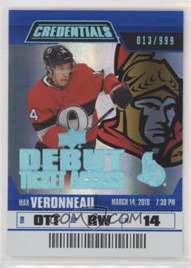 2019-20 Upper Deck Credentials - [Base] #90 - Tier 1 - Debut Ticket Access - Max Veronneau /999