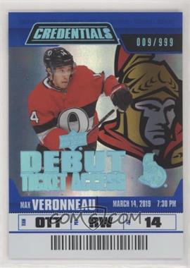 2019-20 Upper Deck Credentials - [Base] #90 - Tier 1 - Debut Ticket Access - Max Veronneau /999