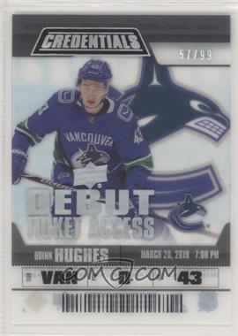 2019-20 Upper Deck Credentials - Debut Ticket Access Acetate #RTA-24 - Quinn Hughes /99