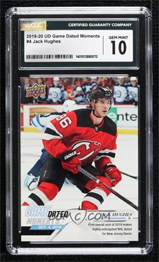 2019-20 Upper Deck Game Dated Moments - [Base] #4 - October - (Oct. 4, 2019) - Jack Hughes Makes Anticipated NHL Debut for New Jersey Devils [CGC 10 Gem Mint]