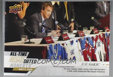 2019-20 Upper Deck Game Dated Moments - [Base] #92 - July All-Time - (July 9, 2009) - Joe Sakic Retires After Two Decades with Avalanche/Nordiques Franchise