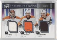 Carter Hart, Jakub Voracek, Travis Konecny #/49