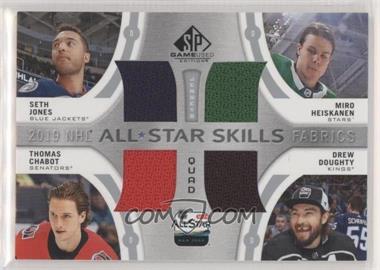 2019-20 Upper Deck SP Game Used - 2019 All-Star Skills Fabrics Quads #AS4-DEF - Seth Jones, Miro Heiskanen, Thomas Chabot, Drew Doughty