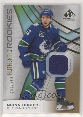 2019-20 Upper Deck SP Game Used - [Base] - Gold Jersey Relics #183 - Authentic Rookies - Quinn Hughes /599