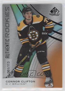 2019-20 Upper Deck SP Game Used - [Base] - Orange Rainbow #125 - Authentic Rookies - Connor Clifton /113