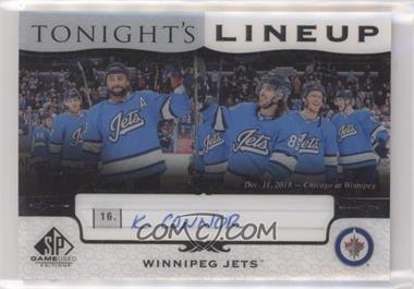 2019-20 Upper Deck SP Game Used - Tonight's Lineup #TL-WIN-KC - Kyle Connor - 12/11/2018