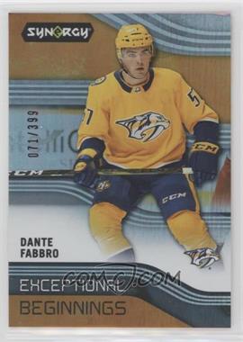 2019-20 Upper Deck Synergy - Exceptional Beginnings - Orange #EB-8 - Dante Fabbro /399