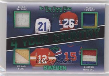 2020-21 Leaf In the Game Used - 4 Your Country Relics - Emerald #4YC-12 - Borje Salming, Mats Näslund, Hakan Loob, Anders Hedberg /4