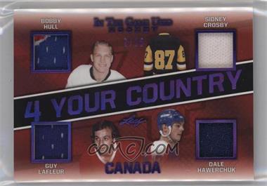 2020-21 Leaf In the Game Used - 4 Your Country Relics - Purple #4YC-04 - Bobby Hull, Sidney Crosby, Guy Lafleur, Dale Hawerchuk /15