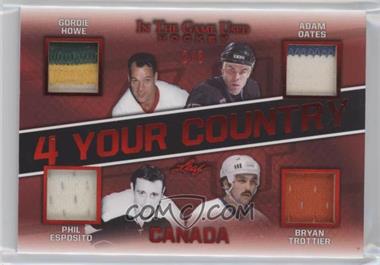 2020-21 Leaf In the Game Used - 4 Your Country Relics - Red #4YC-02 - Gordie Howe, Adam Oates, Phil Esposito, Bryan Trottier /3
