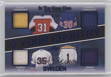 2020-21 Leaf In the Game Used - 4 Your Country Relics #4YC-13 - Pelle Lindbergh, Henrik Lundqvist, Tommy Salo, Johan Hedberg /35