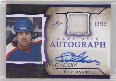 2020-21 Leaf In the Game Used - Game Used Autographs - Purple #GUA-EL1 - Eric Lindros /12