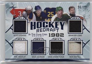 2020-21 Leaf In the Game Used - Hockey Redraft Relics #HR-06 - Scott Stevens, Phil Housley, Doug Gilmour, Dave Andreychuk, Ron Hextall, Brian Bellows /30