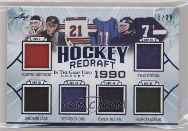 2020-21 Leaf In the Game Used - Hockey Redraft Relics #HR-12 - Martin Brodeur, Jaromír Jágr, Sergei Zubov, Owen Nolan, Keith Tkachuk, Felix Potvin /30