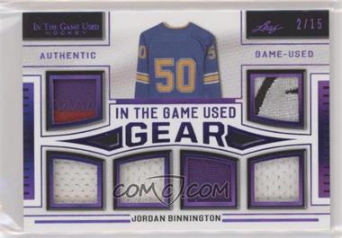 2020-21 Leaf In the Game Used - In The Game Used Gear Relics - Purple #ITGUG-16 - Jordan Binnington /15